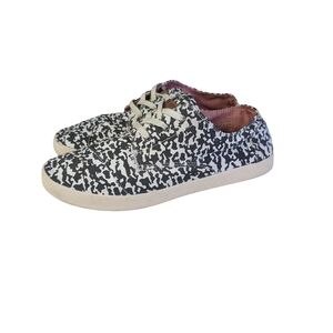 TOMS Black White Abstract Print Lace Up Sneakers Women’s 8.5